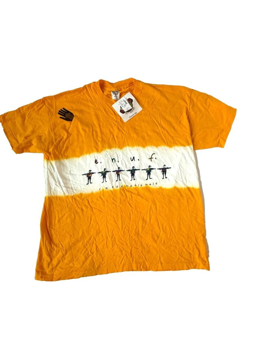 ENUF Internationale Mens OS Tee Shirt NEW 90s Vintage Yellow Stripe Logo Unisex
